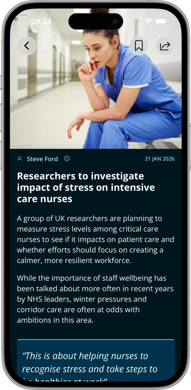 Nursing Times article page with hero image, byline and pull quote