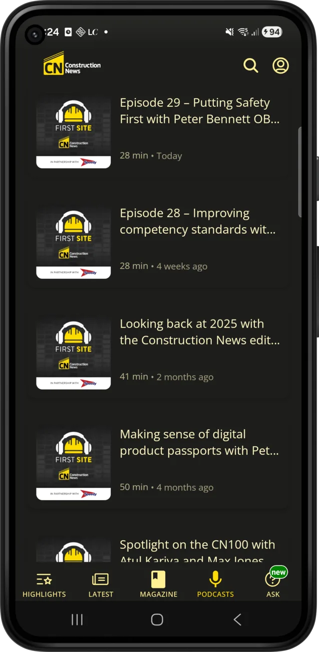 Construction News on Android: podcast episode list